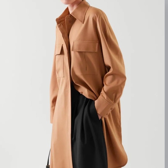 COS Womens wool blend utility shirt dress long L - Picture 1 of 12